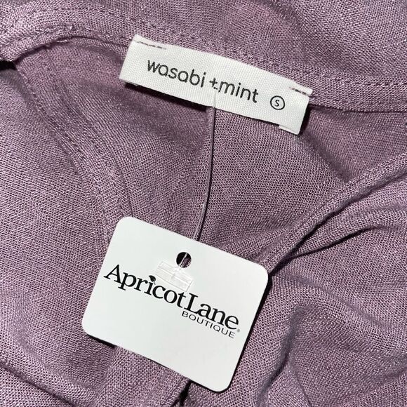 Wasabi+Mint Rayon Linen Puff Sleeve Cut Out Mini Swing Dress Purple NWT Small - Picture 4 of 7